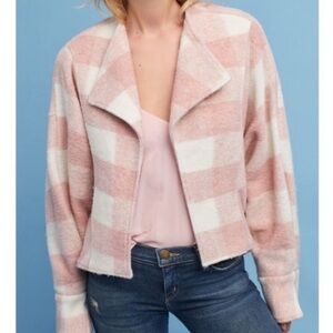Ett:twa x Anthropologie Blush Buffalo Check Jacket, size small